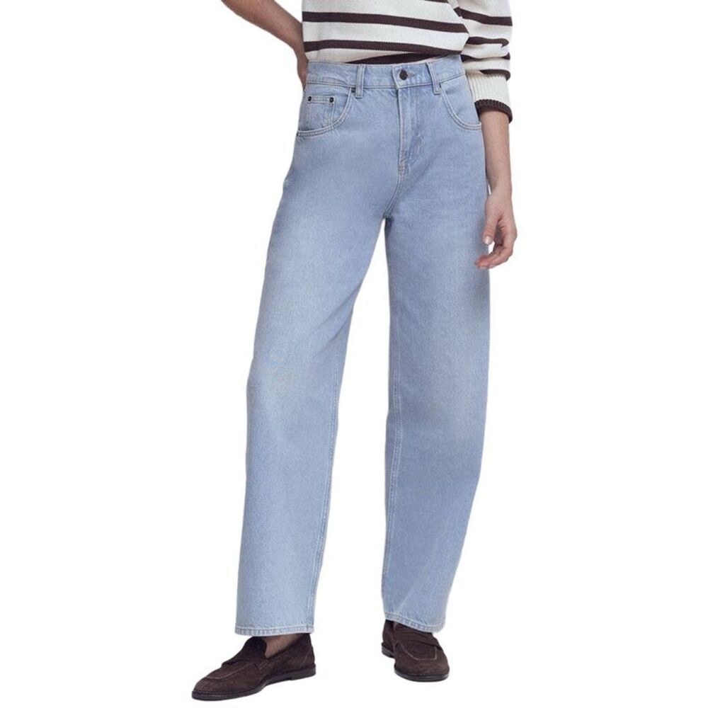 Boden Womens Mid Rise Relaxed Leg Jean, Blue